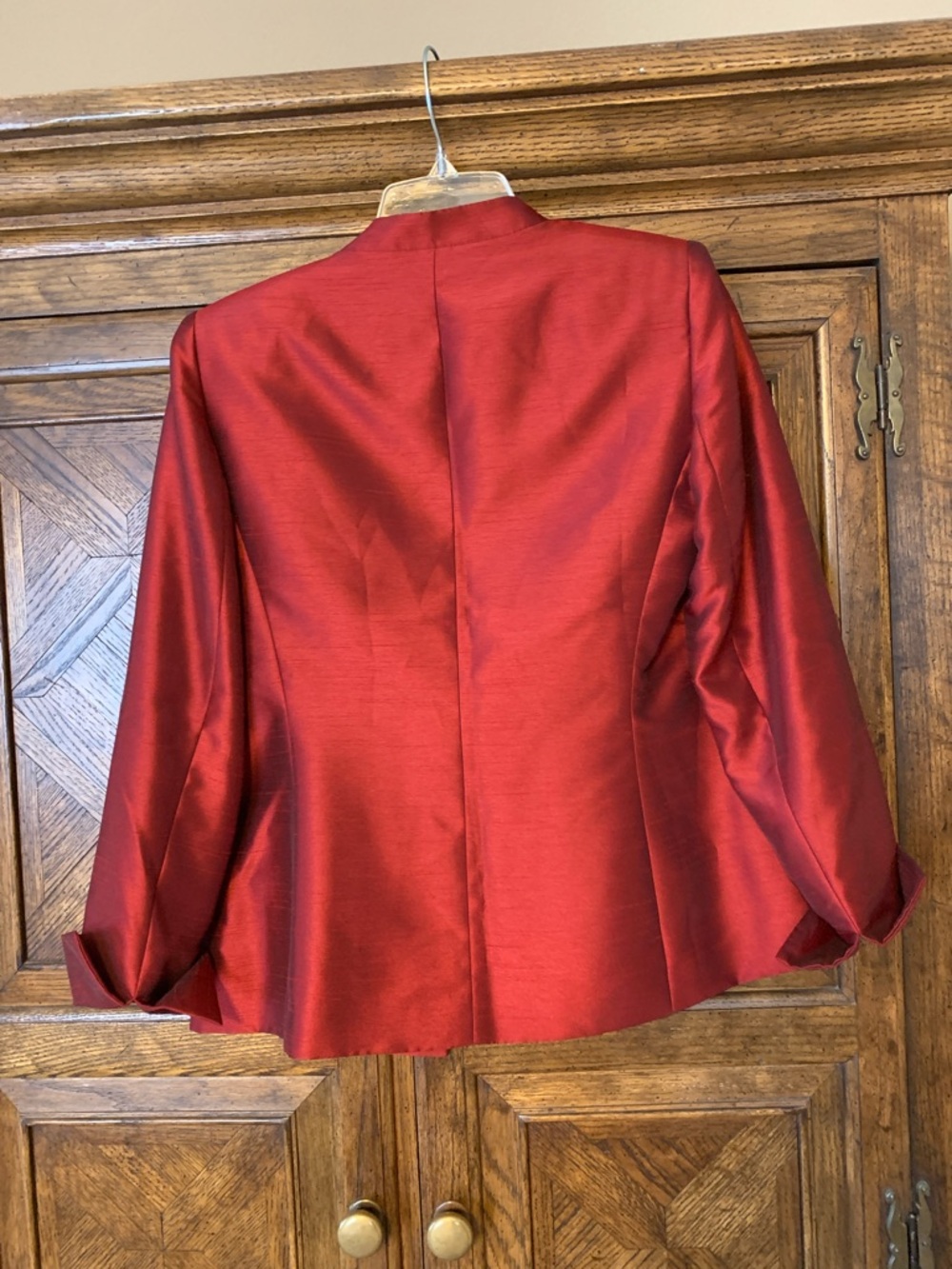NWOT Kasper Women's Ruby Red Satin Open-Front Blazer - Picture 5 of 6